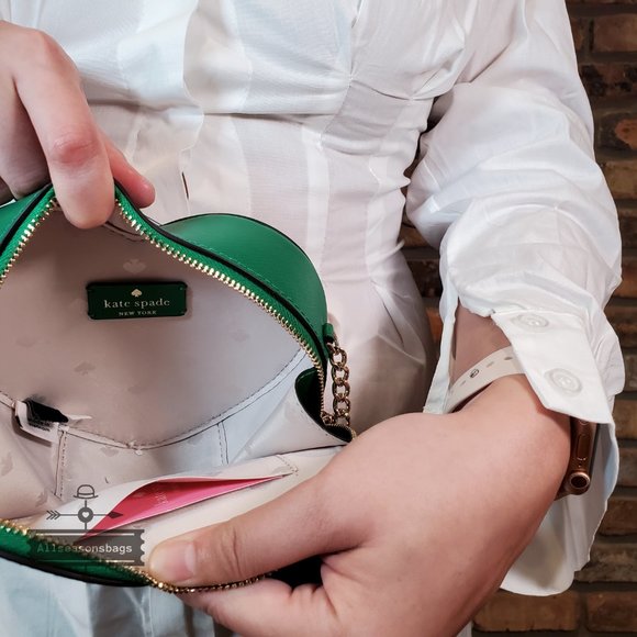 NWT Kate Spade AUTHENTIC New York Love Shack Mini Heart Crossbody Bag Green Bean - Picture 2 of 6